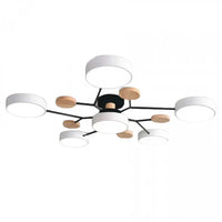Moderne LED plafondlamp met meerdere armen – minimalistisch design met houten accenten