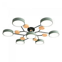 Moderne LED plafondlamp met meerdere armen – minimalistisch design met houten accenten