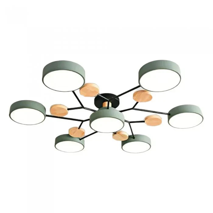 Moderne LED plafondlamp met meerdere armen – minimalistisch design met houten accenten