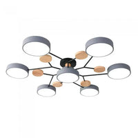 Moderne LED plafondlamp met meerdere armen – minimalistisch design met houten accenten