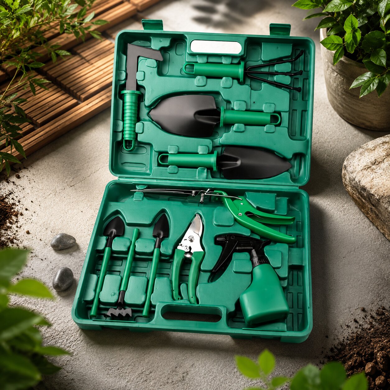 RVS Tuin Gereedschap Set met Koffer | TerraVogue