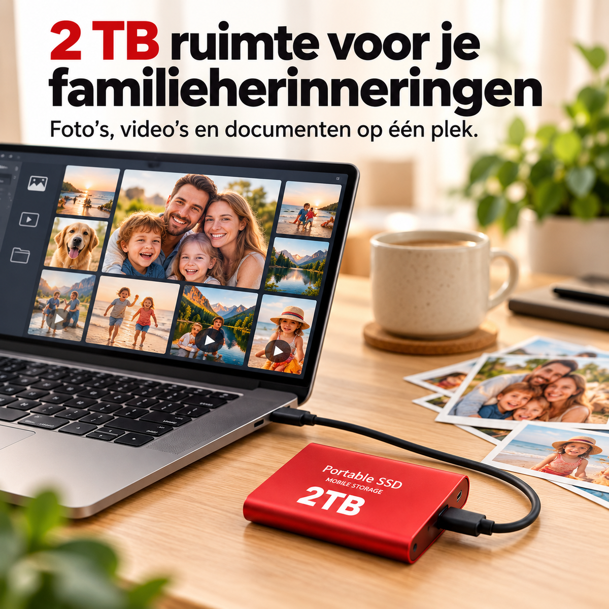 DataSprint Externe SSD 2TB voor Foto’s & Familieback-up – USB-C Opslag tot 1050 MB/s