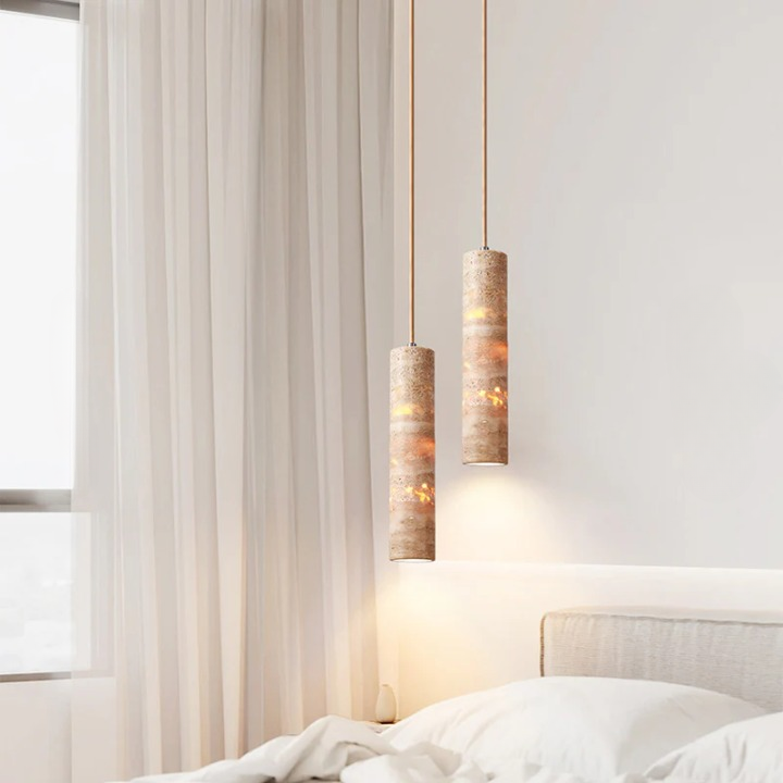 Crème Travertin Tube Hanglamp
