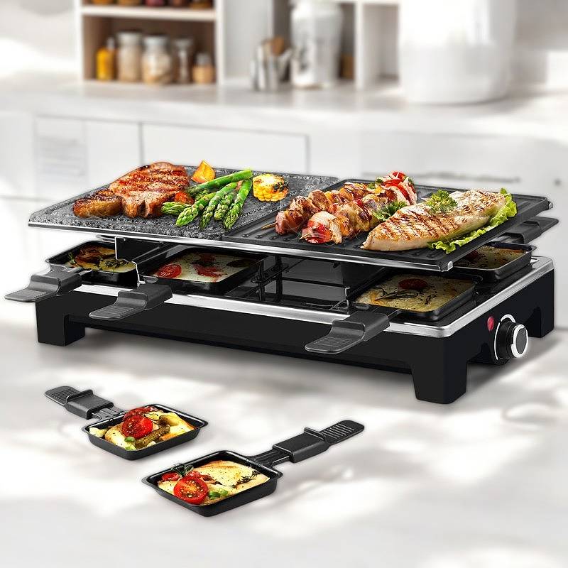 Skanto | Elektrische Grill 2-in-1 met Raclette-pannen en Anti-aanbaklaag