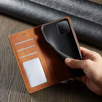 Leren Wallet-Hoes voor iPhone – Flipcase met Magnetische Sluiting, Kaartvakken en Standfunctie
