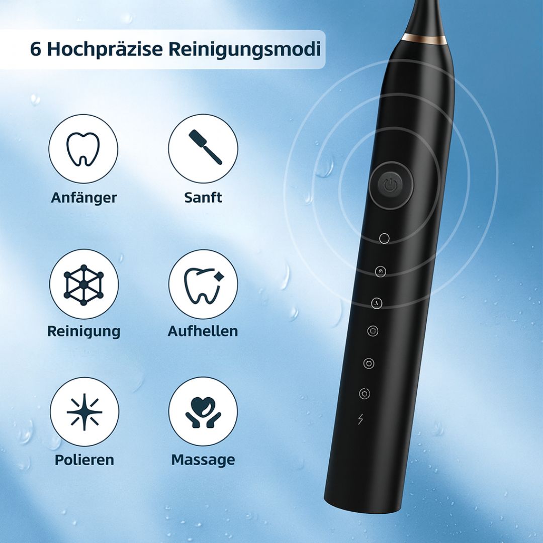 Elektrische Tandenborstel met 6 Reinigingsmodi | Ultrasoon Tandenborstel voor Volwassenen & Kinderen | TandKlaar