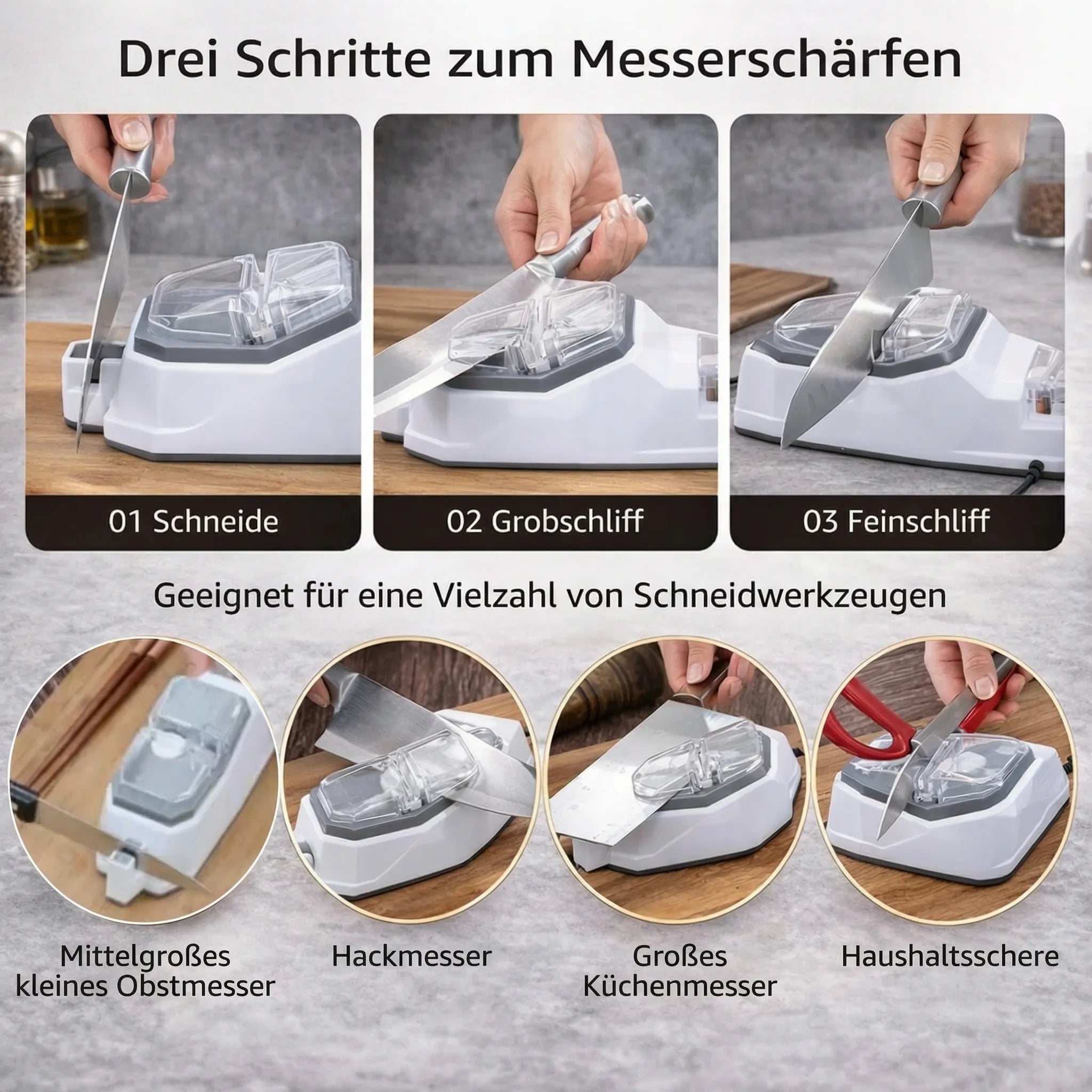 Elektrische messenslijper | Eenvoudig messen slijpen | Messenslijper | Schärfix