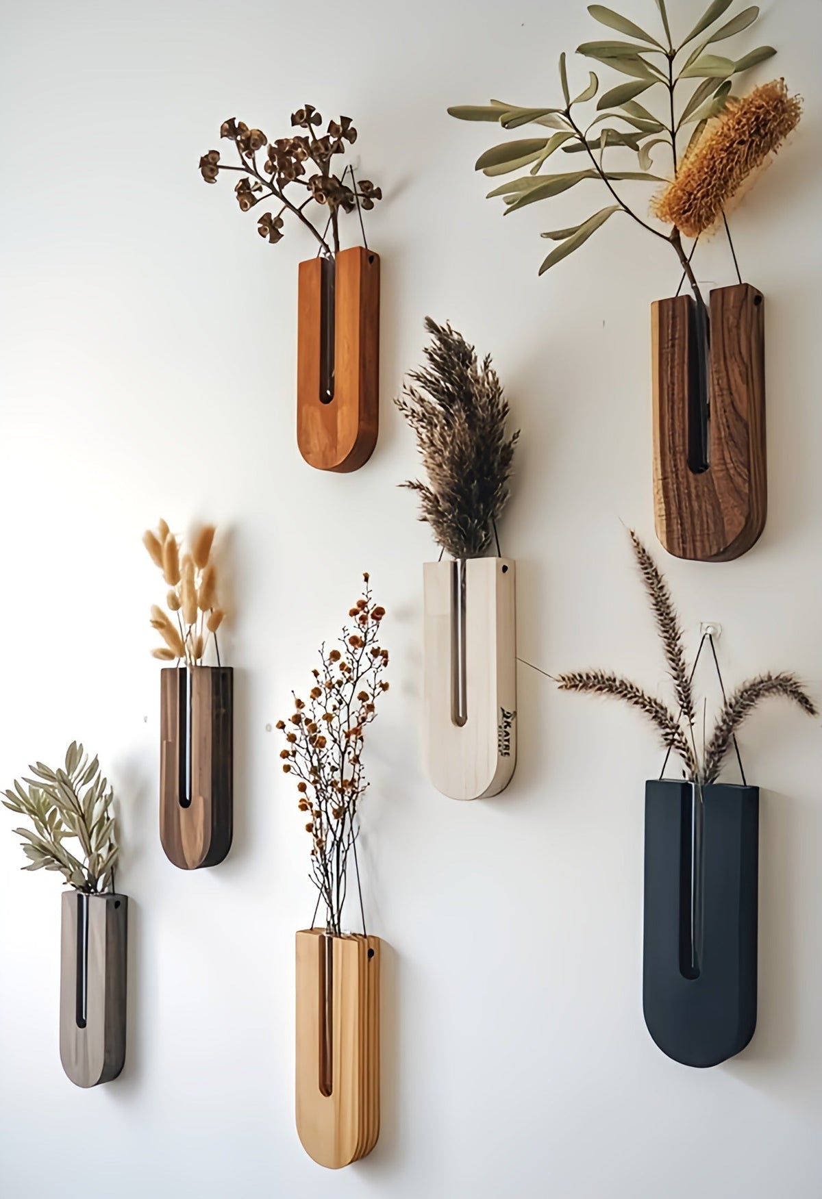Set van Houten Wandplantenhouders voor Kamerplanten met een Minimalistisch en Natuurlijk Ontwerp