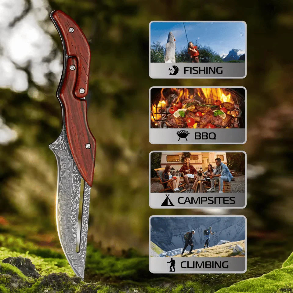 BladeCraft – Handgemaakt Vouwmes van Damascusstaal