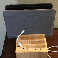 Tekavo ChargeDock Oplaadstation van Bamboe | 5-Poorts USB & Organizer | Voor Smartphone, Tablet & Smartwatch | Inclusief Kabelset