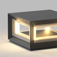 Ray Hedendaagse LED Cube Metalen Buitenlampen, Zwart