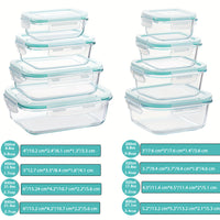 Skanto | 8-Pack Glazen Maaltijdcontainers – Luchtdichte Maaltijd Voorbereiding Bento-dozen met lekvrije, vergrendelbare deksels, magnetron-, oven-, vriezer- en vaatwasmachinebestendig, BPA-vrij