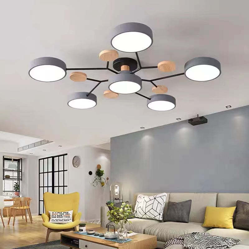 Muto Plafondlamp Hout Modern Rond LED Wit Slaap-/Woonkamer