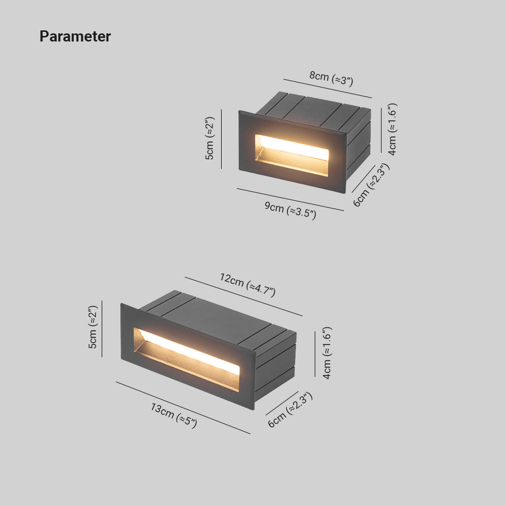 Ray Moderne Metalen Rechthoekige Buitentrap/Deck Licht, Zwart