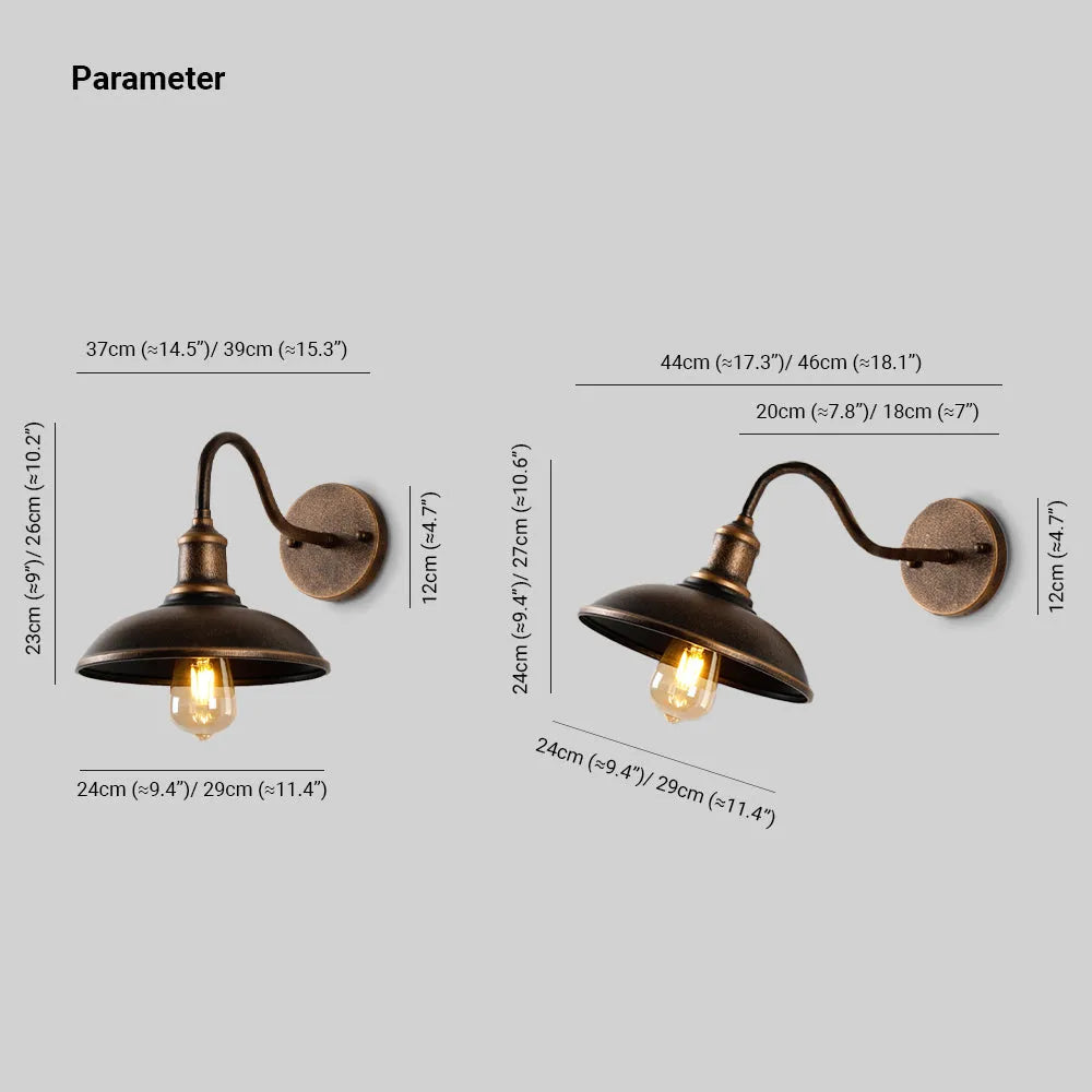 Ray Rustieke Komvormige Metalen Wandlamp, Antiek Messing