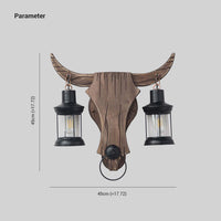 Austin Wandlamp Bull Shape Vintage, 2 Koppen Hout/Metaal, Slaapkamer