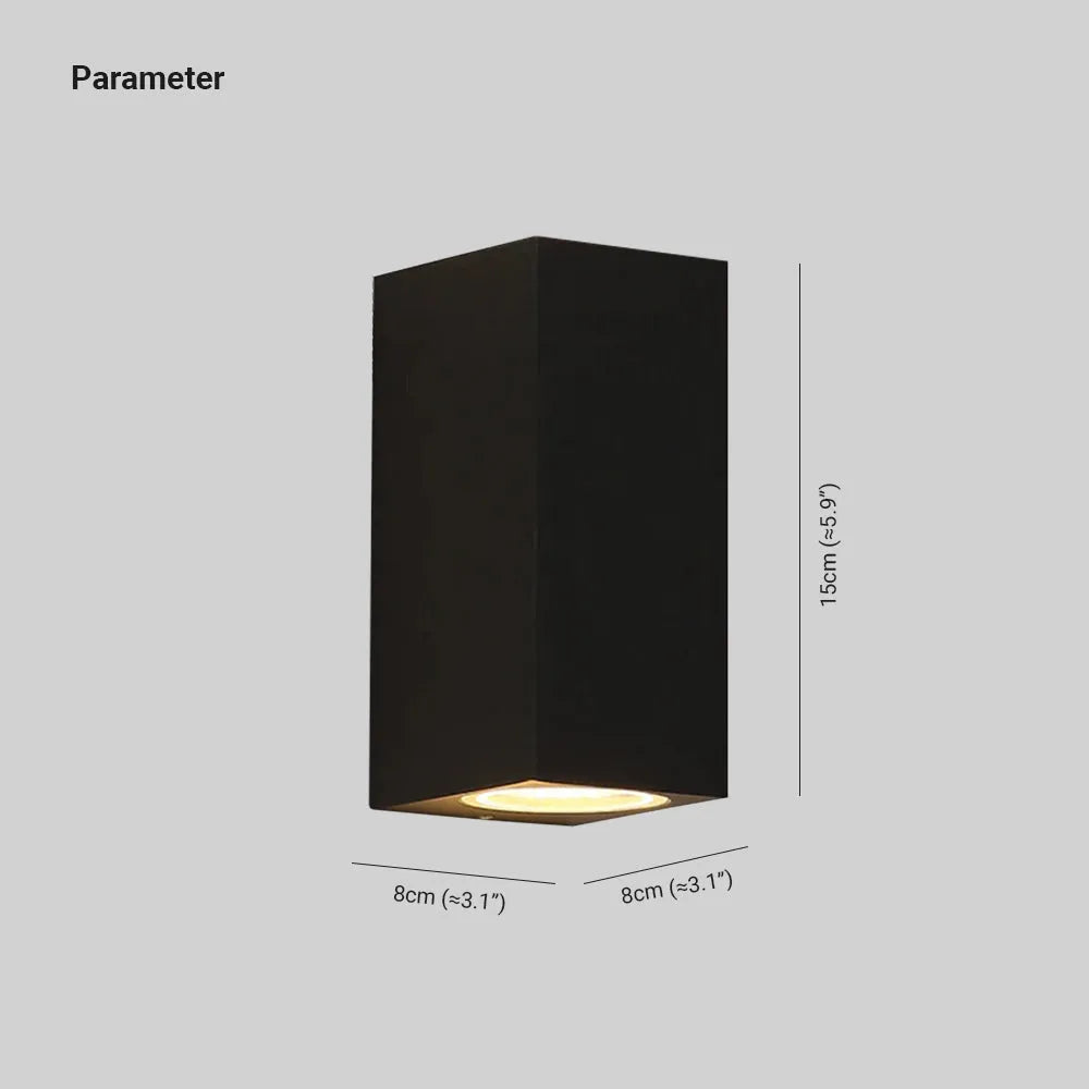 Tavon Minimalistische Metalen Vierkante Buitenwandlamp, Zwart