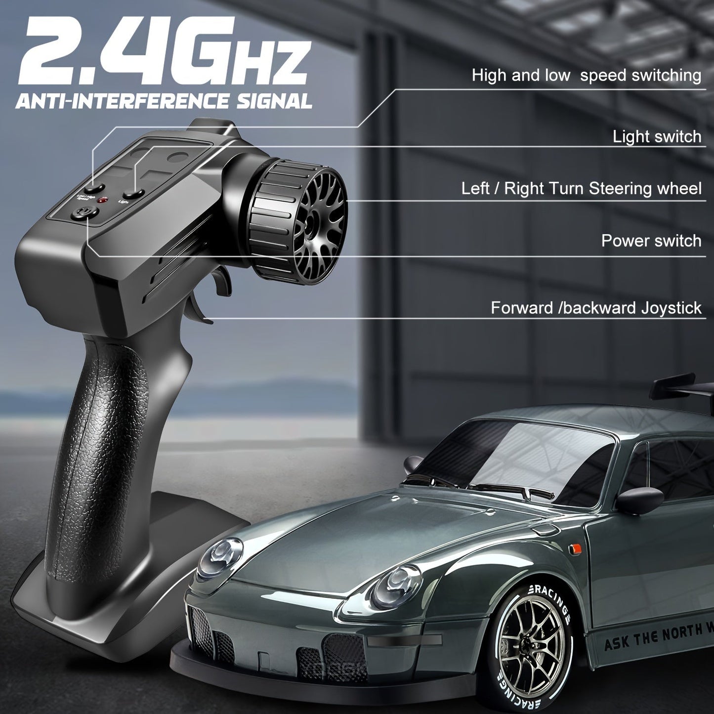 Ultimate 1:24 RC Driftcar met LED-wielen – Oplaadbaar 4WD race speelgoed