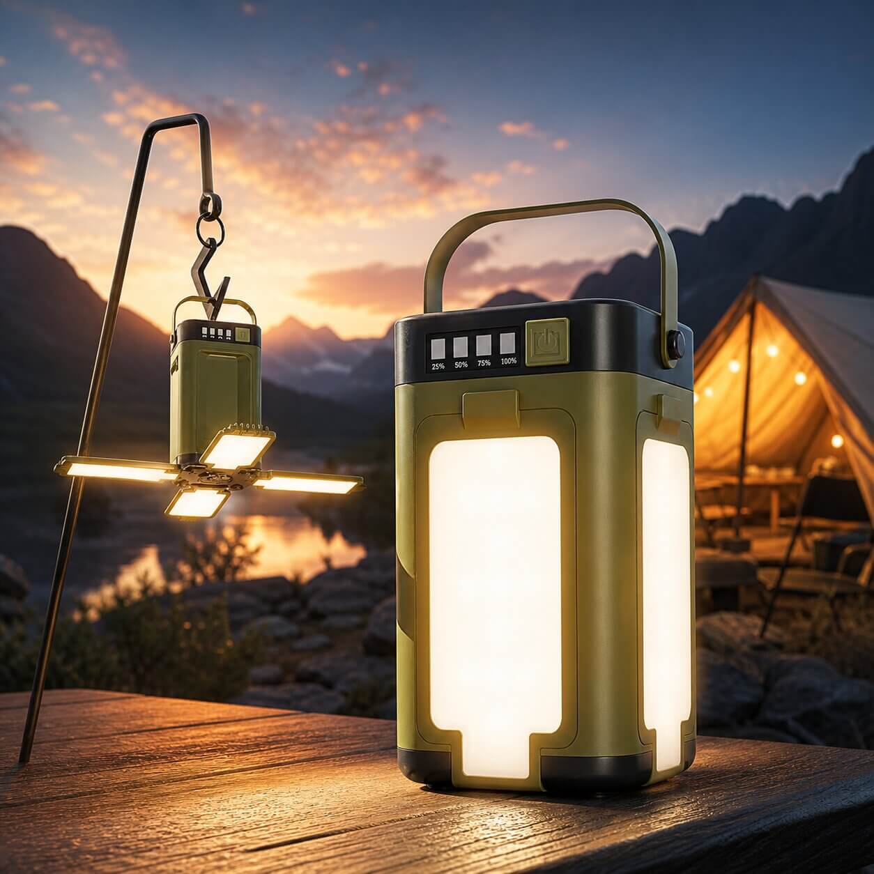 Vouwbare Zonne-Outdoor Lamp | LED Campinglamp met Powerbank | Sonnklapp