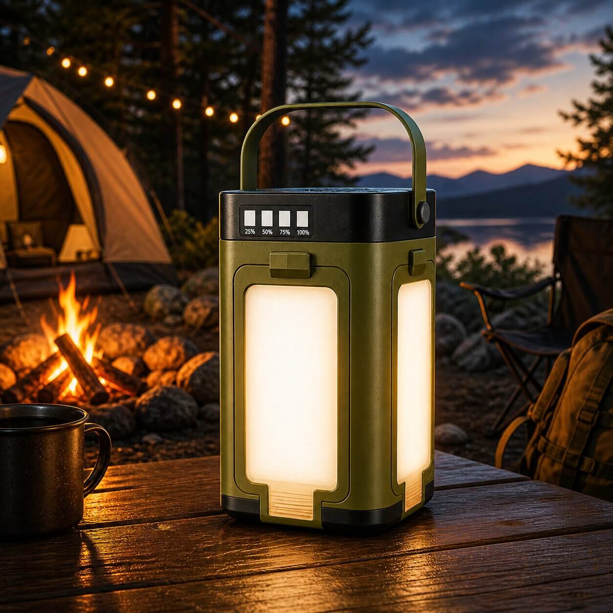 Vouwbare Zonne-Outdoor Lamp | LED Campinglamp met Powerbank | Sonnklapp
