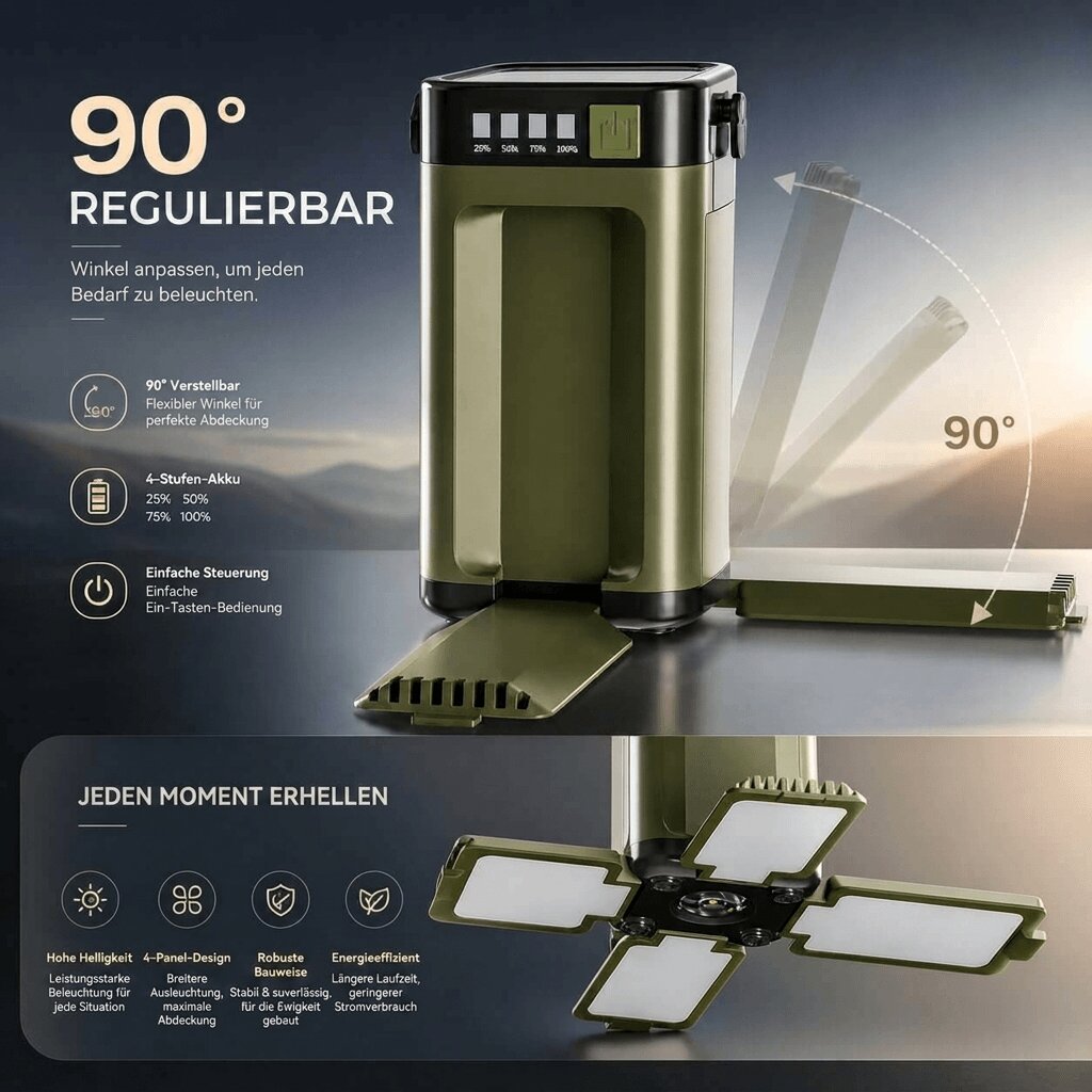 Vouwbare Zonne-Outdoor Lamp | LED Campinglamp met Powerbank | Sonnklapp