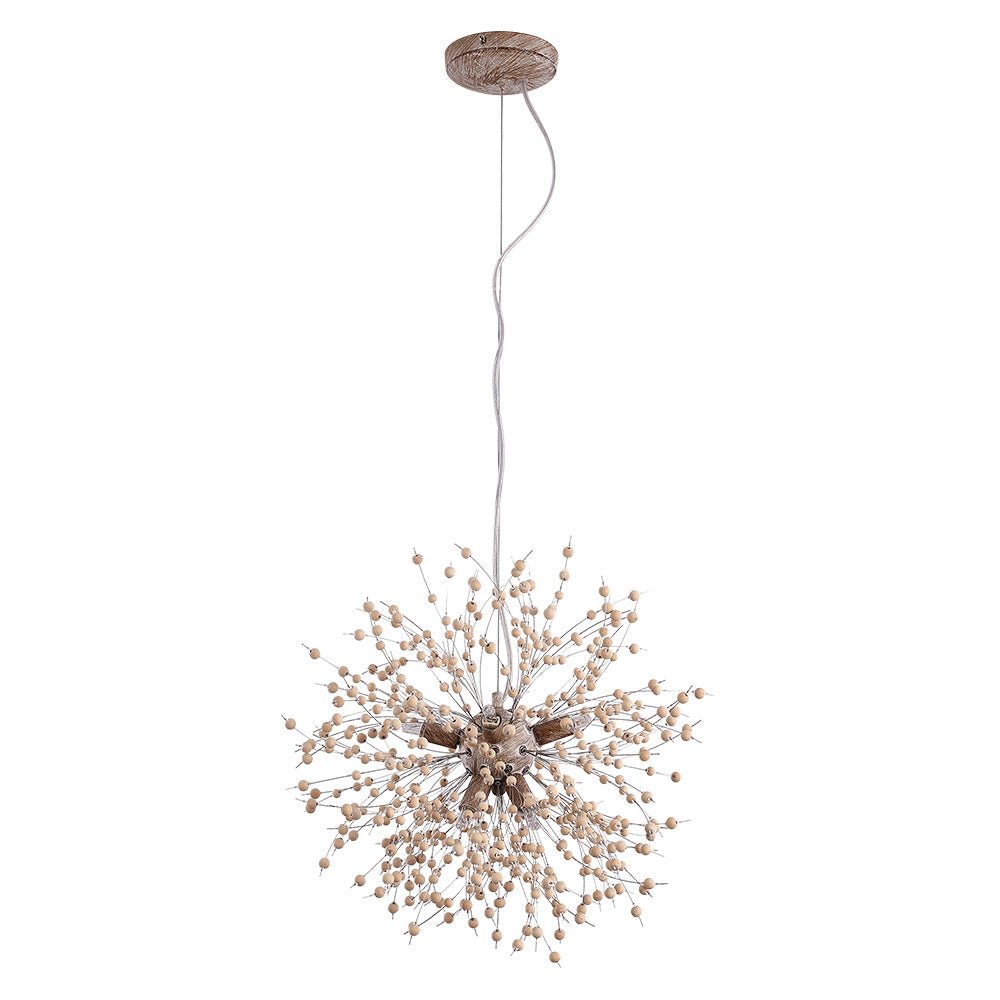 Pusteblumen Hanglamp met Houten Parels | Vuurwerk Starburst Ontwerp