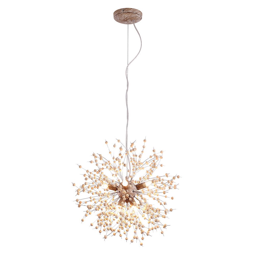 Pusteblumen Hanglamp met Houten Parels | Vuurwerk Starburst Ontwerp