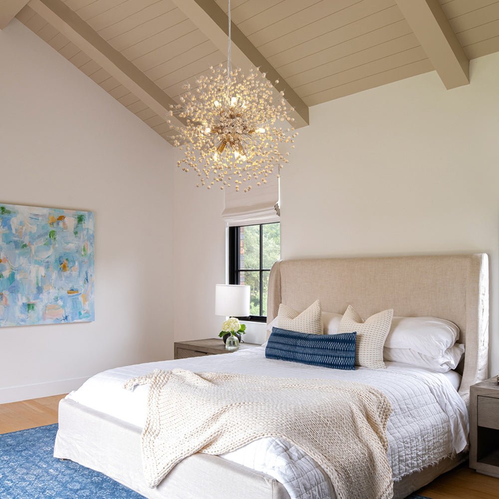 Pusteblumen Hanglamp met Houten Parels | Vuurwerk Starburst Ontwerp