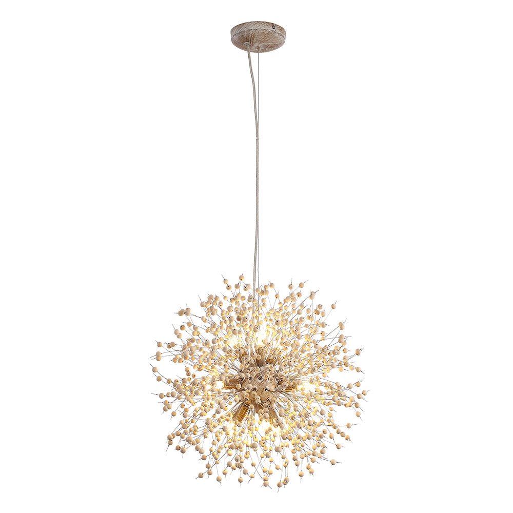 Pusteblumen Hanglamp met Houten Parels | Vuurwerk Starburst Ontwerp