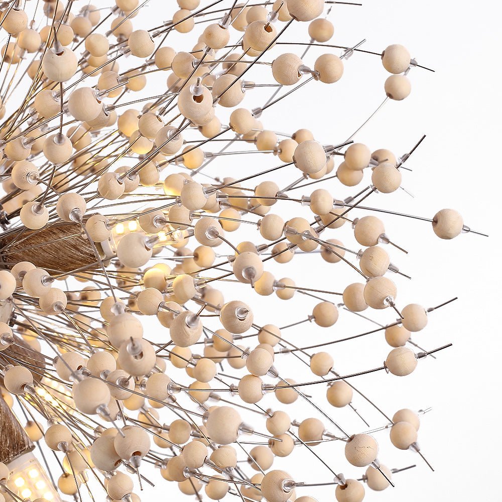 Pusteblumen Hanglamp met Houten Parels | Vuurwerk Starburst Ontwerp