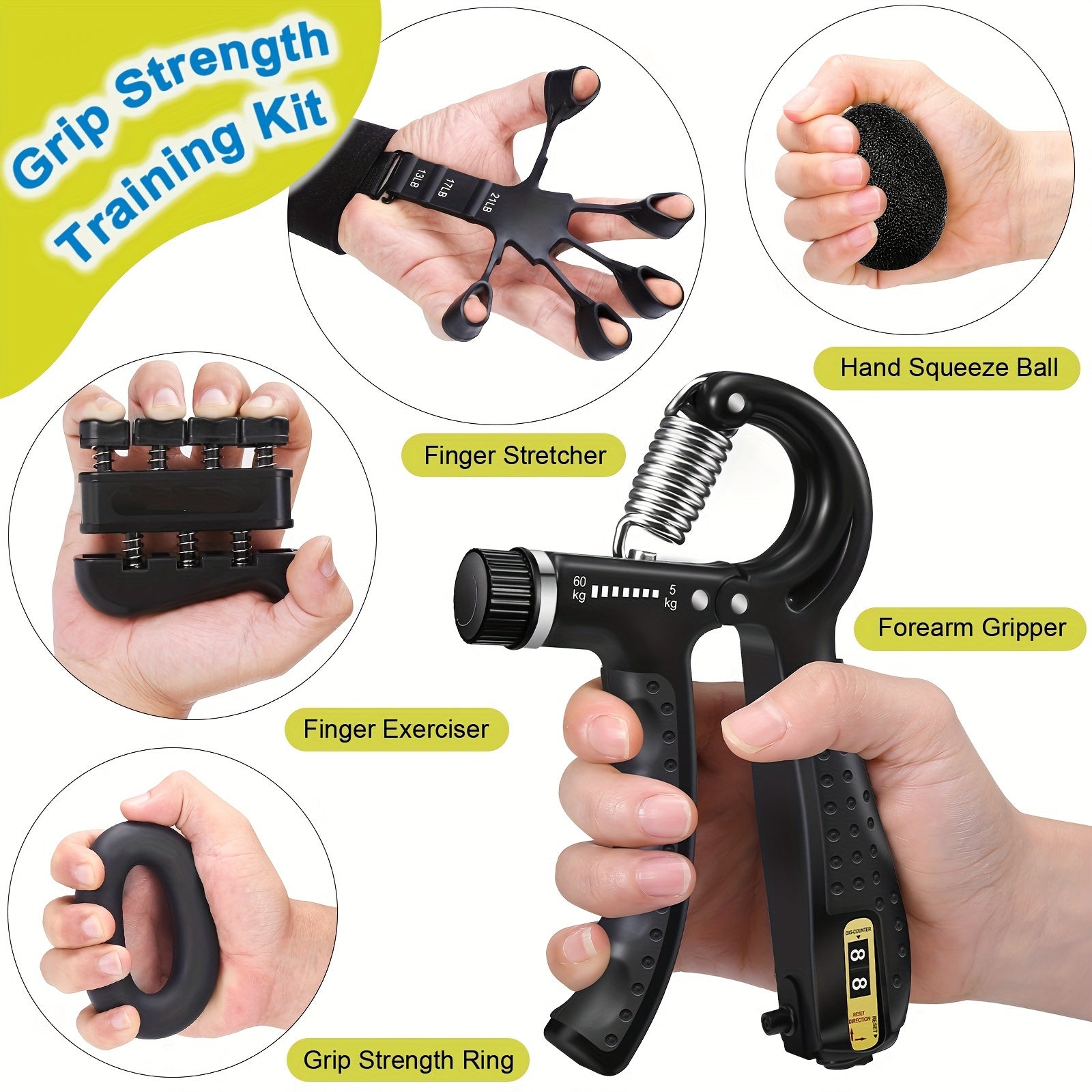 PowerGrip Hand Trainer Set – 5-in-1 voor Sterke Handen en Onderarmen