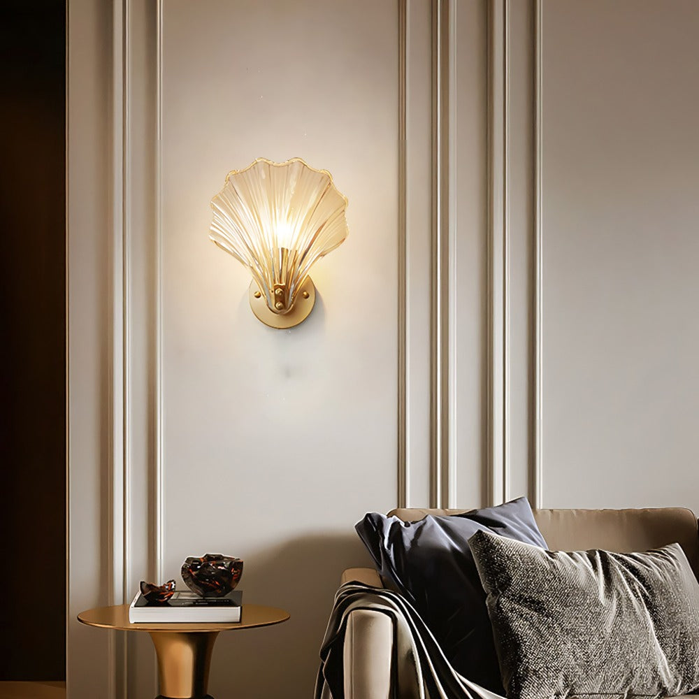 Art Brass Glass Schelp Wandlamp