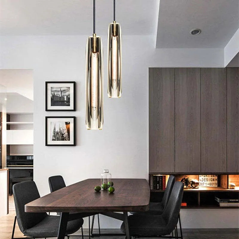 Juni Messing Designer Glazen Hanglamp Rookkleurig