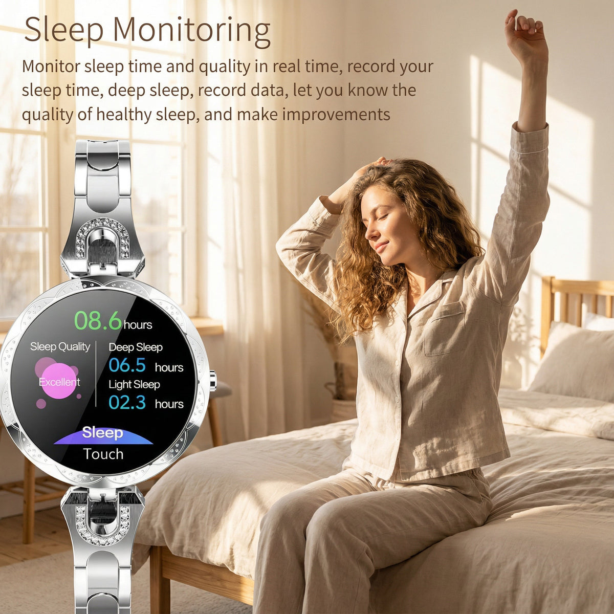 AquaFit Dames Smartwatch waterdicht – Touchscreen, Activiteitsfuncties & IP67