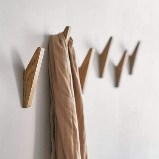 Set met Draadhaak Nordhaak – 6 Minimalistische Kledinghaken gemaakt van Massief Hout