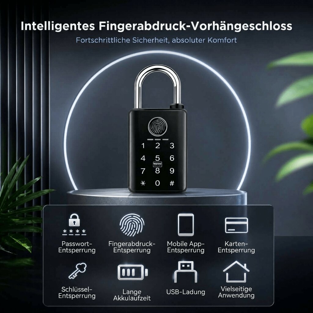 Hangslot met vingerafdruk & Sleutel | Hangslot met fingerprint | Fingardis