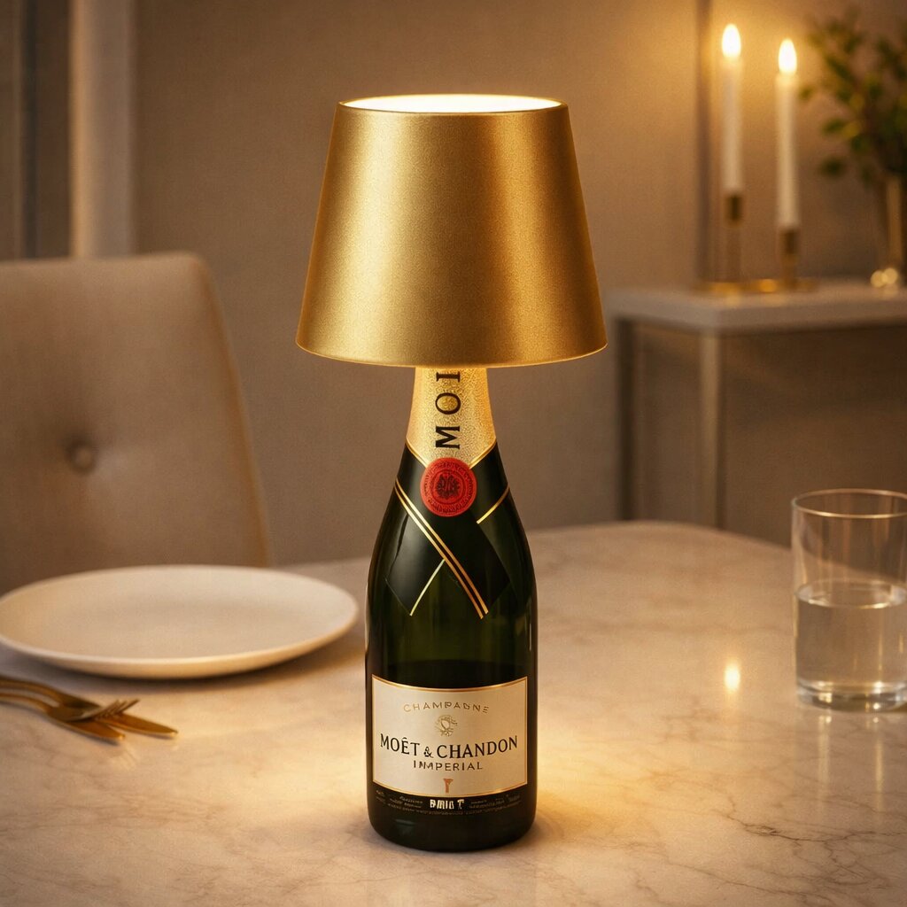 Fleslamp | Fles als Tafellamp | Oplaadbare Tafellamp | Flesstop | LumiFles