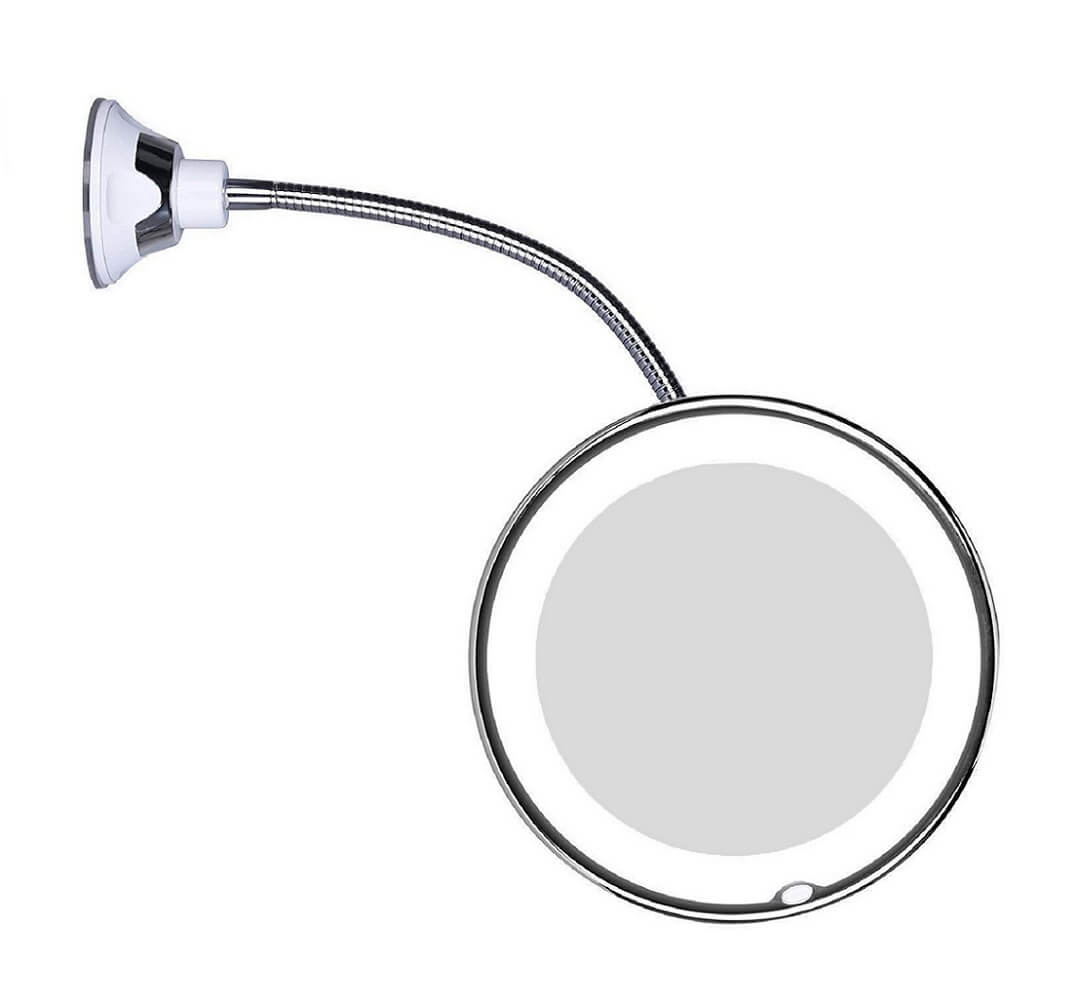 LED-vergrotingsspiegel met flexibele hals | 10x vergroting | Daglicht-LED | Make-up spiegel