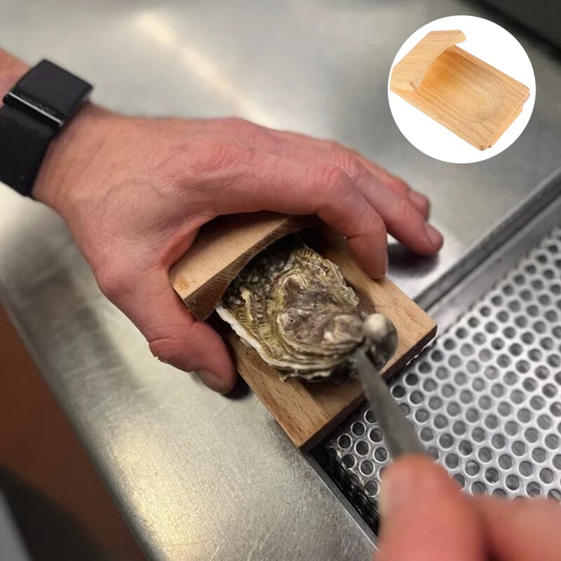 Brehn | Oesteropener van massief hout | Ergonomische schelpengreep | Antislip hefmechanisme | Professioneel horeca-gereedschap | Veiligheidsblok van hout