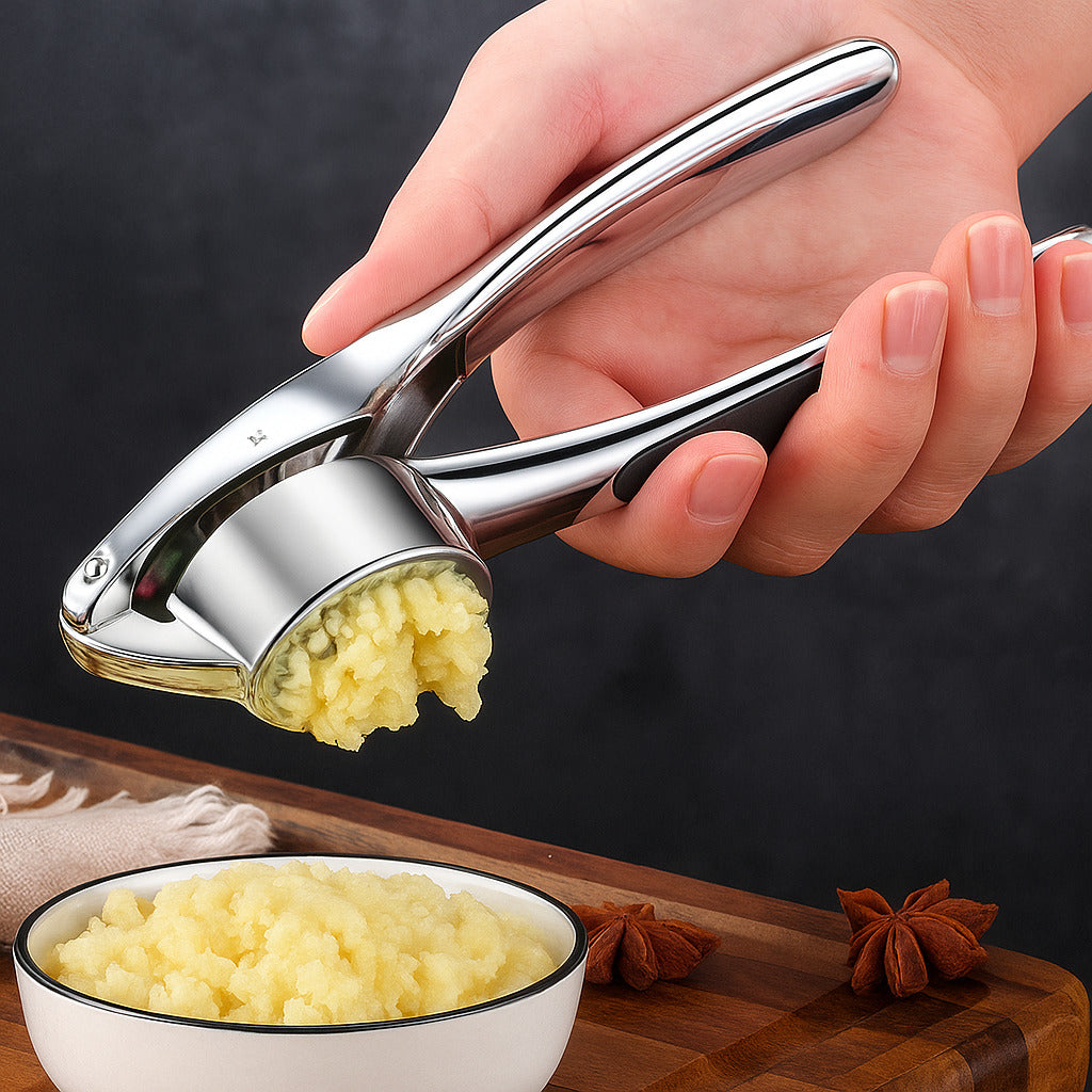Minimalistische RVS Knoflookpers met Antislip Handvat