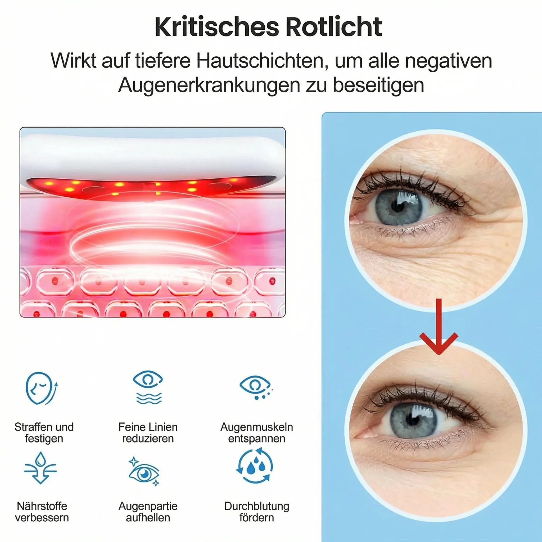 Apparaat tegen donkere kringen & wallen door roodlichttherapie | Augenia