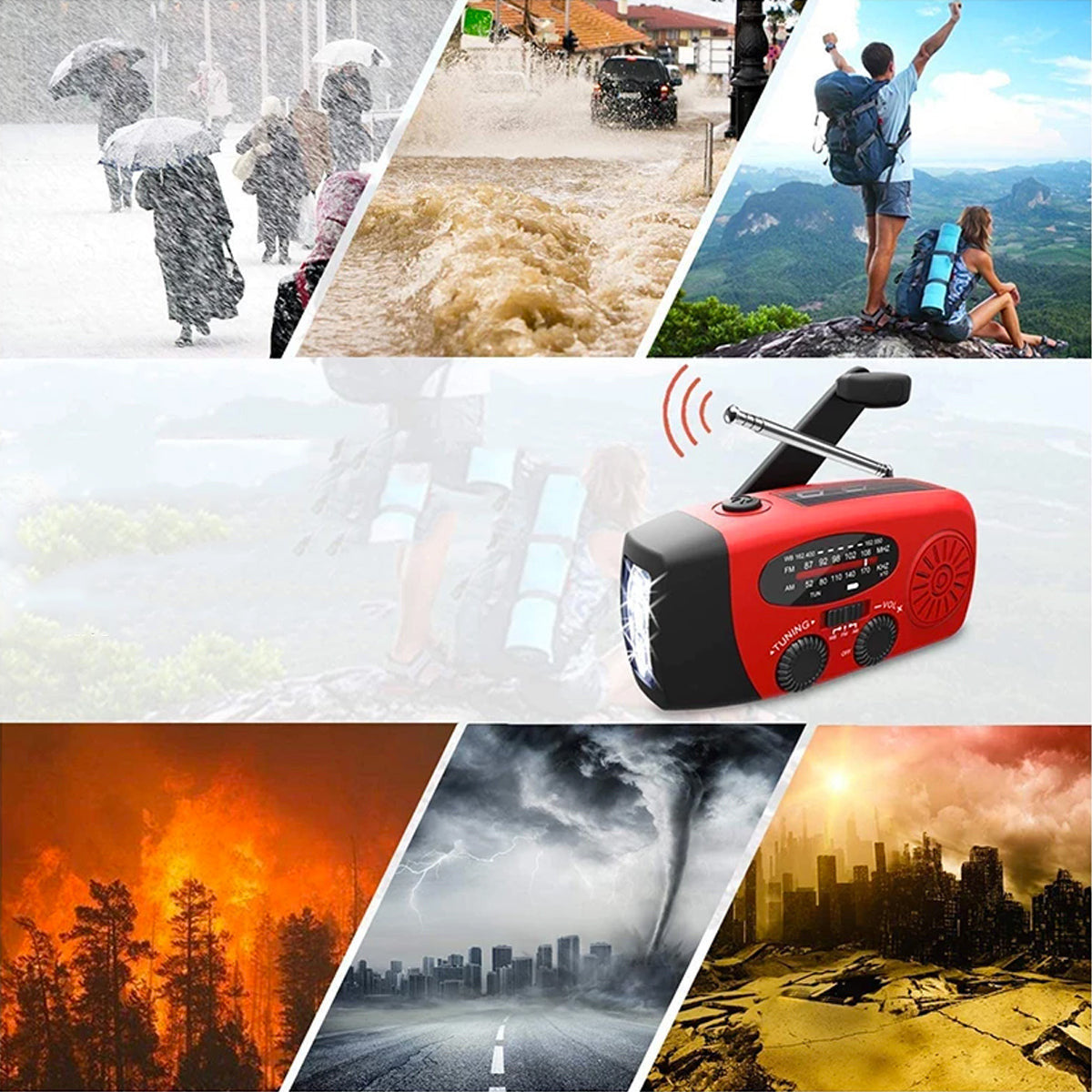 StormGuard - Noodradio met handcrank en zonnepaneel en powerbank