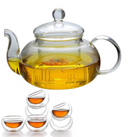 Glazen Theepot Hittebestendige Glazen Thee Infuser Pot Dubbelwandig Glas | Brehn