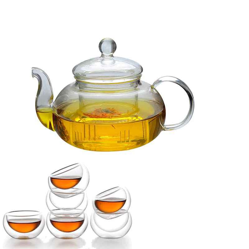 Glazen Theepot Hittebestendige Glazen Thee Infuser Pot Dubbelwandig Glas | Brehn