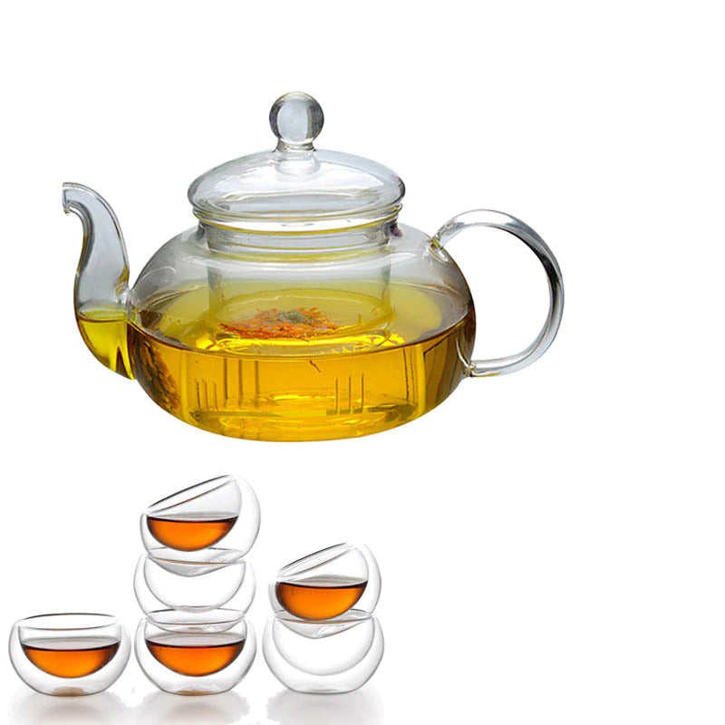 Glazen Theepot Hittebestendige Glazen Thee Infuser Pot Dubbelwandig Glas | Brehn
