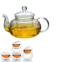 Glazen Theepot Hittebestendige Glazen Thee Infuser Pot Dubbelwandig Glas | Brehn