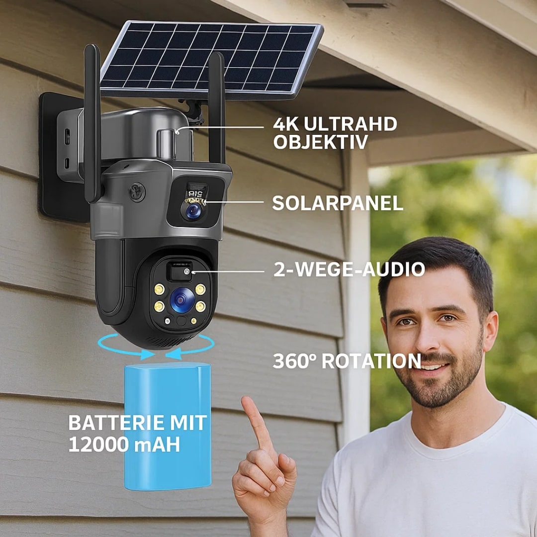 Buitenbewakingscamera | WLAN Camera met Zonnepaneel | GuardVision