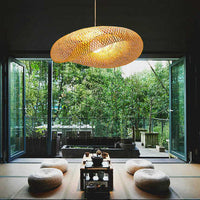 Handgeweven bamboe hanglamp in boho stijl