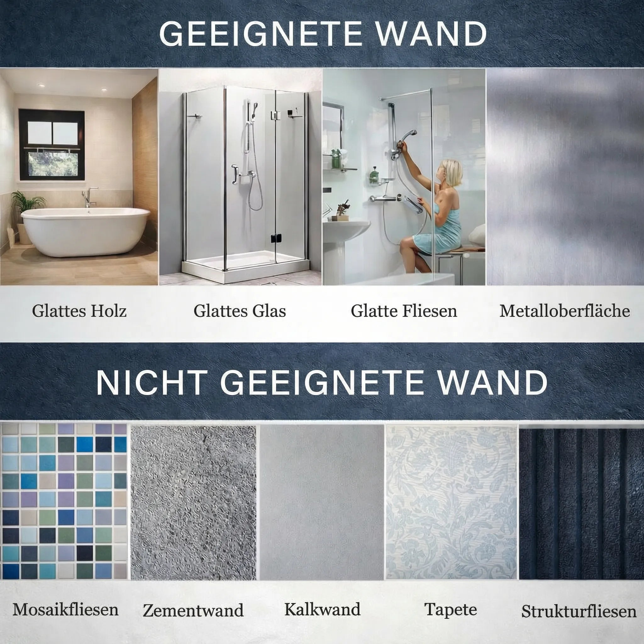 Handgreep voor douche, bad of toilet met zuignap | Badwandgreep voor senioren zonder boren | GripSicher