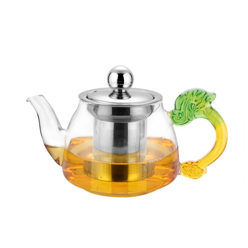 Hittebestendige Glazen Theepot met RVS Theefilter Glazen Pot